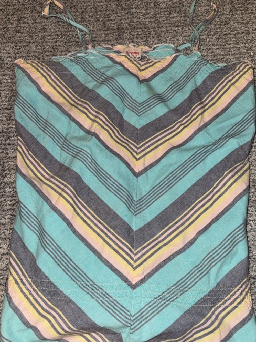 Mossimo Supply Co. Teal, Yellow & Gray Striped Tank Top